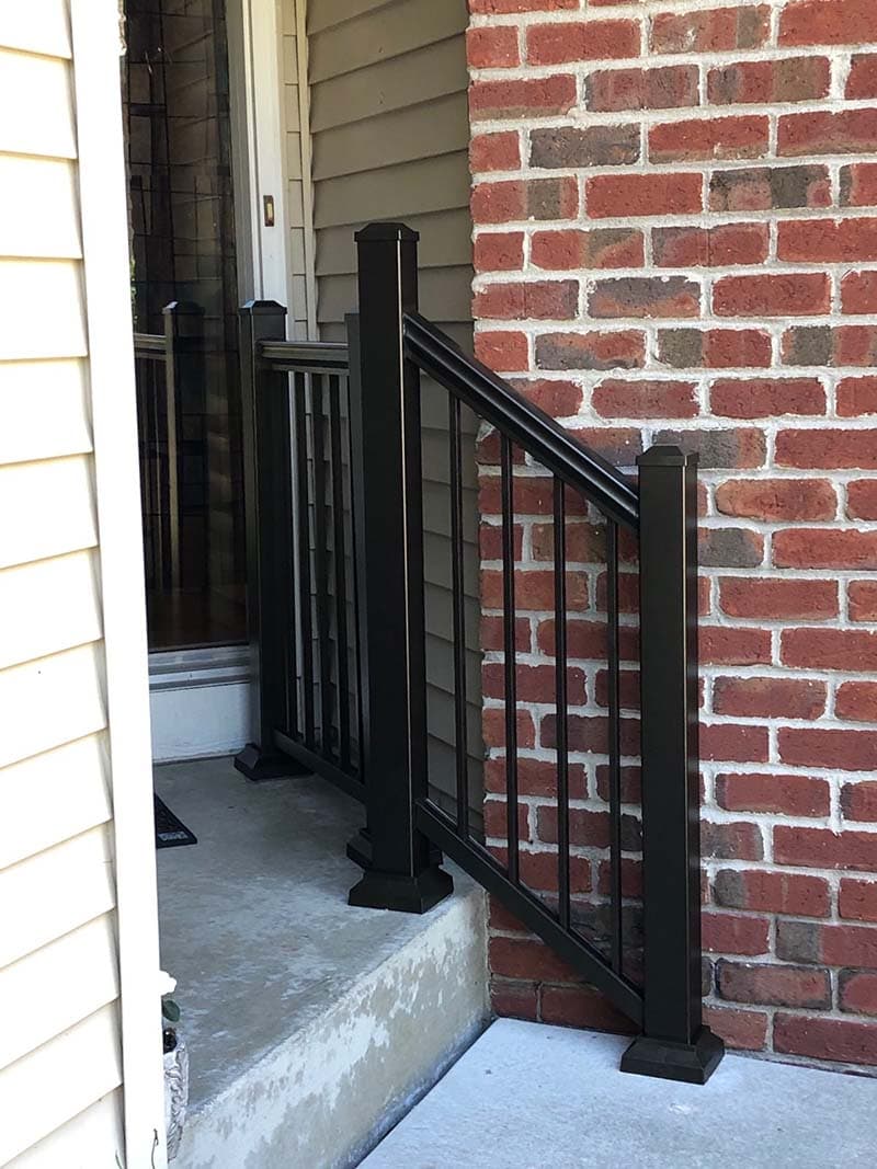 front entryway and steps with handrail installation by CorHome