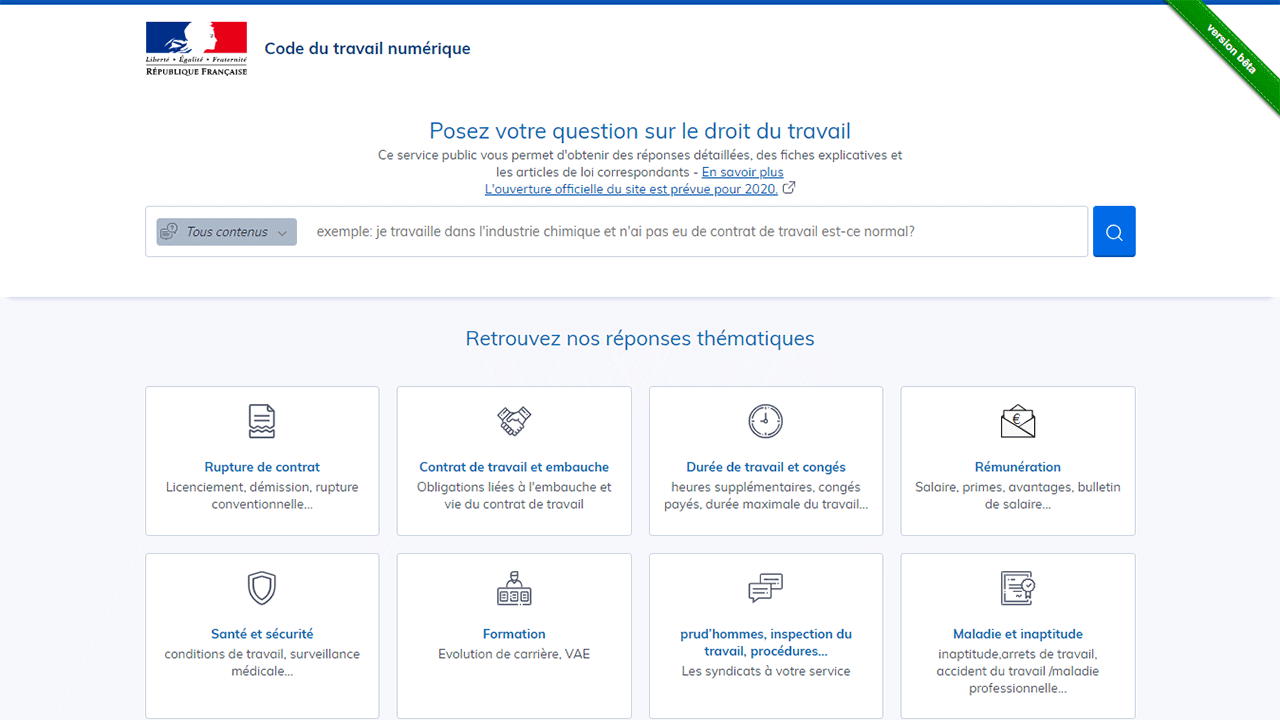 Interface de Code du travail numérique