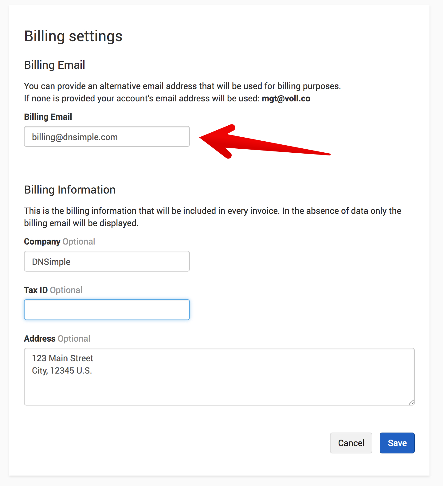 Billing Settings DNSimple Help