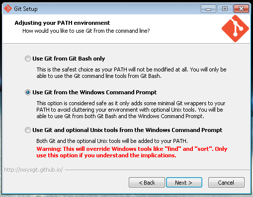 Use Git from Command Prompt