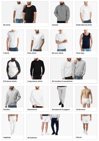printful catalog men's clothing