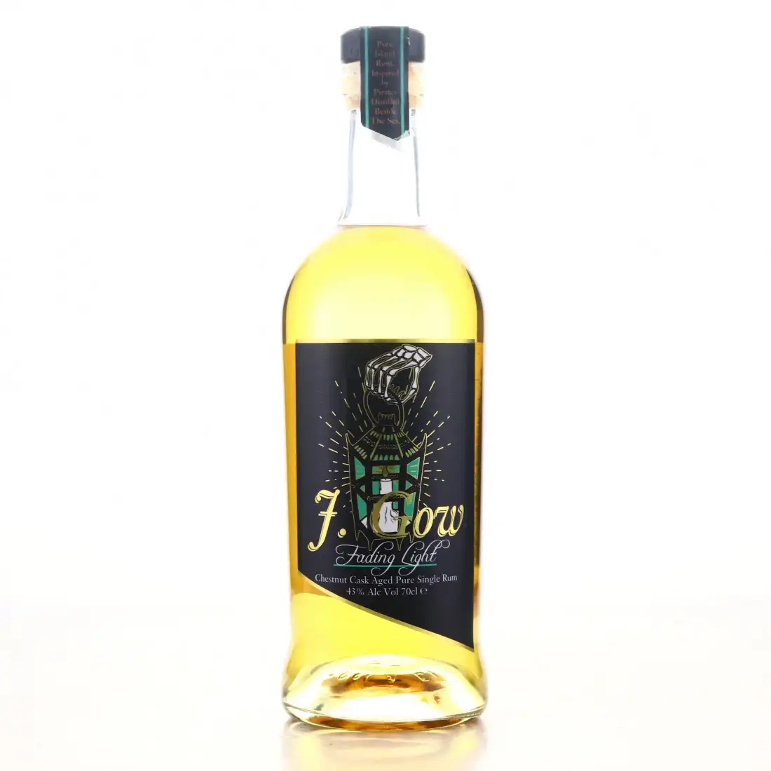 Image of the front of the bottle of the rum J. Gow Fading Light