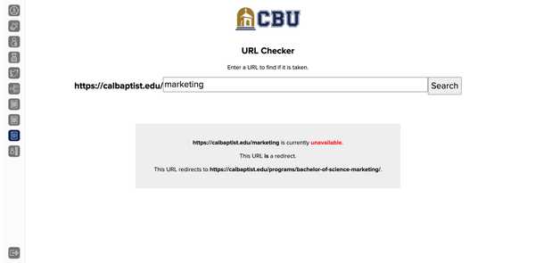 CBU Marketing Applications URL checker