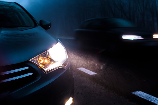 Car Headlights in the Nighttime