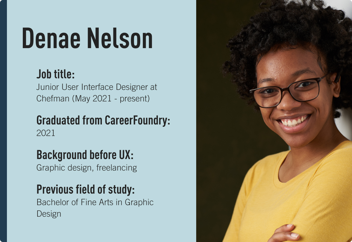 Denae Nelson, UI designer and CareerFoundry graduate