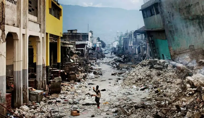Destruction in Haiti after the earthquake