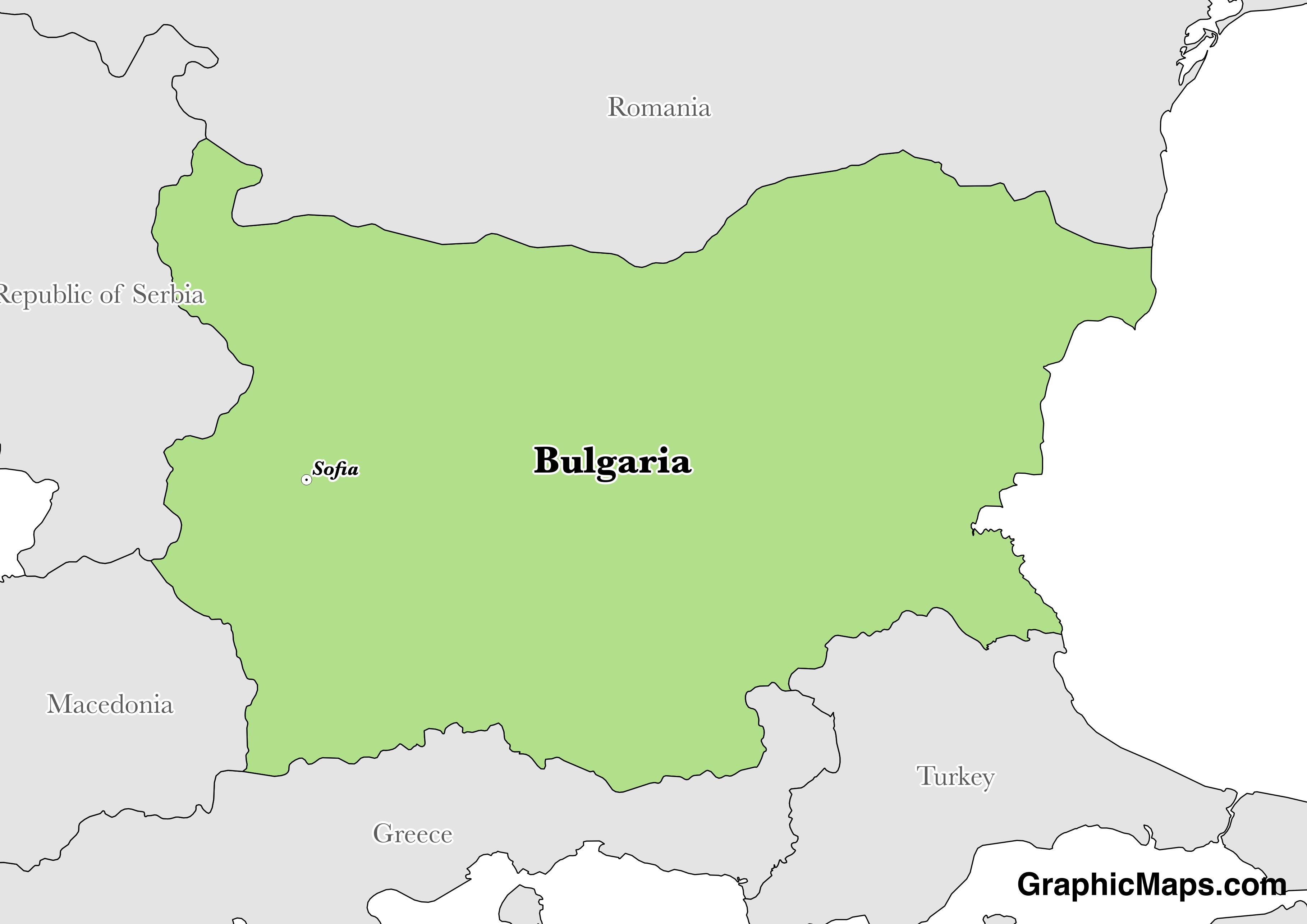 Map showing the location of Bulgaria