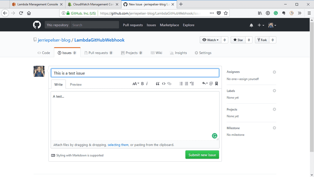 Creating a Github Webhook with ASP.NET Core and AWS Lambda | Jerrie