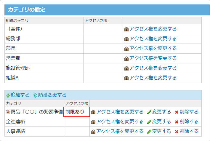 アクセス権を確認している画像