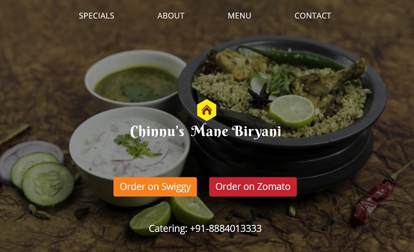 Website for a Restaurant