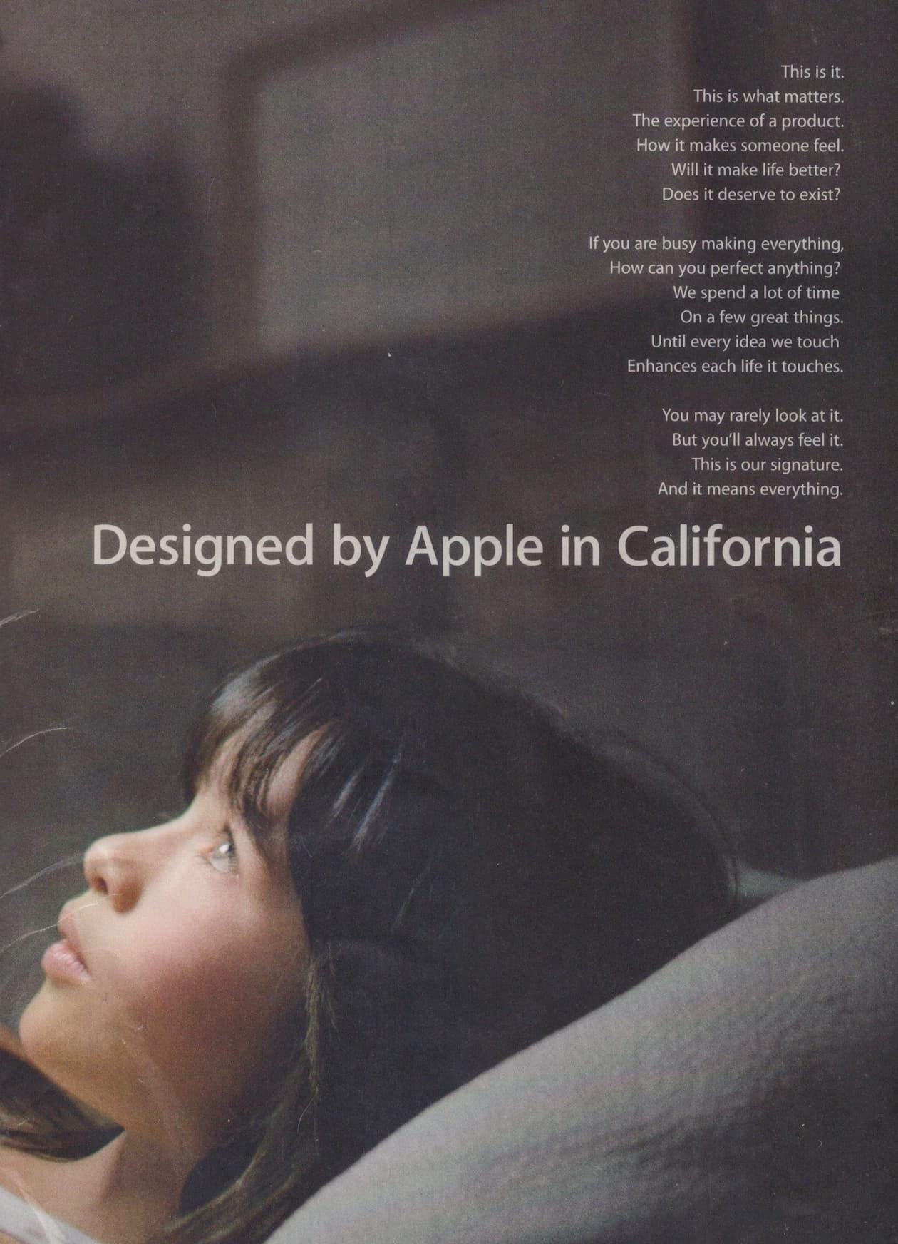 Apple ad with reverse (white-on-black) type