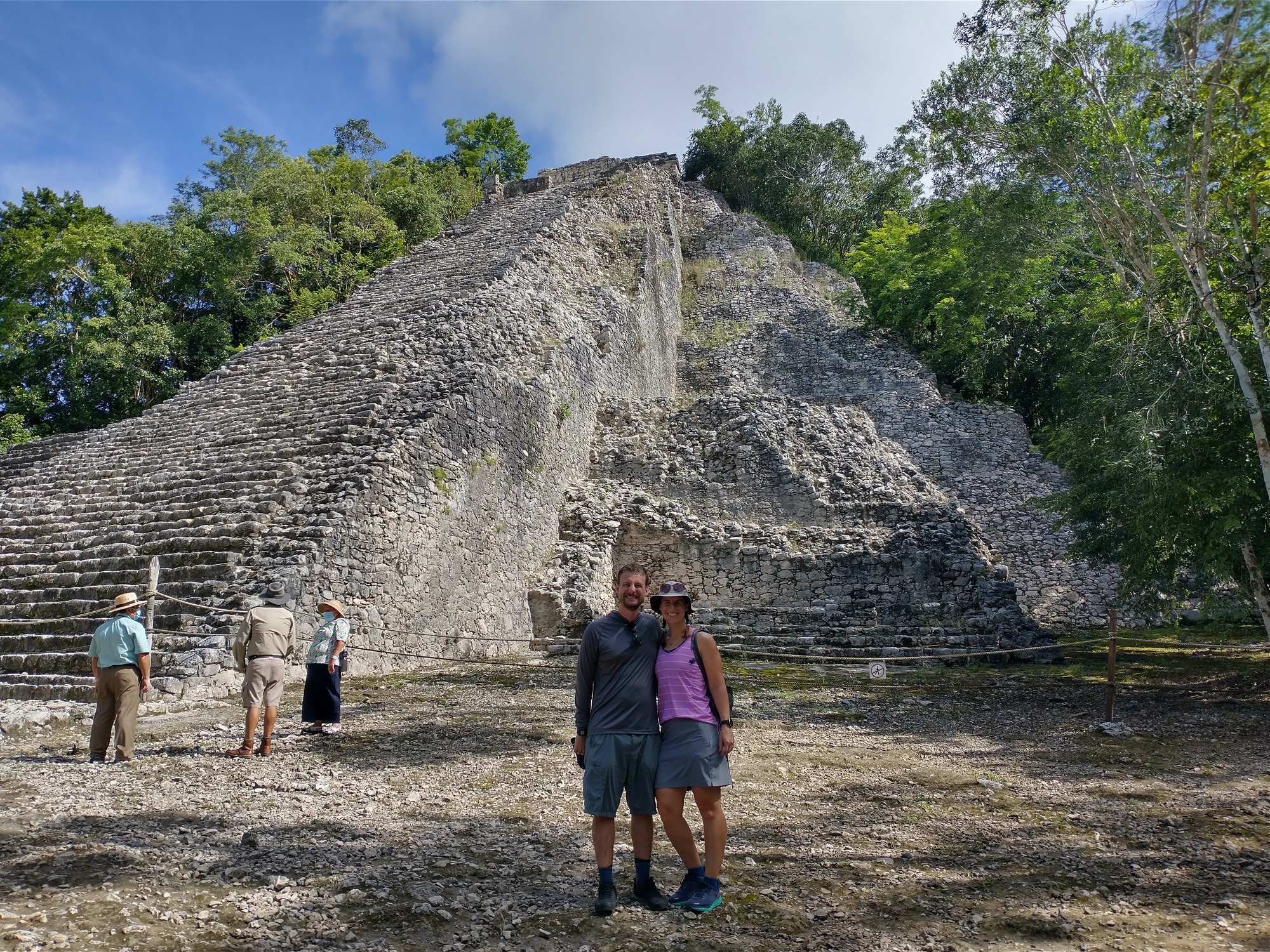 Us at the Ancient Maya city Coba, pronounced cō-bǝ