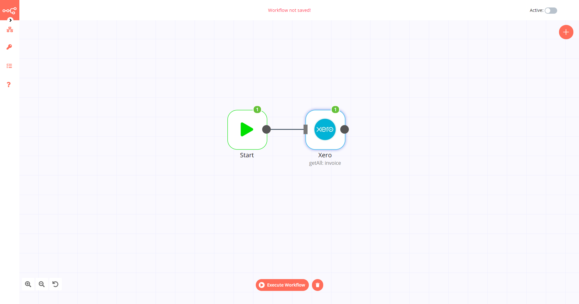 A workflow with the Xero node
