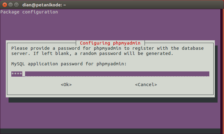 Make a phpmyadmin password