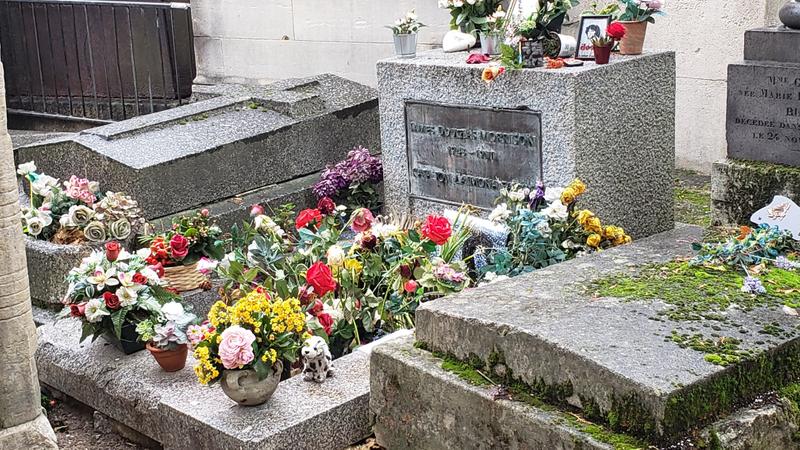 The grave of Jim Morrison at Pere Lachaise Cemetery