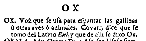 Ox en el diccionario de autoridades de 1837