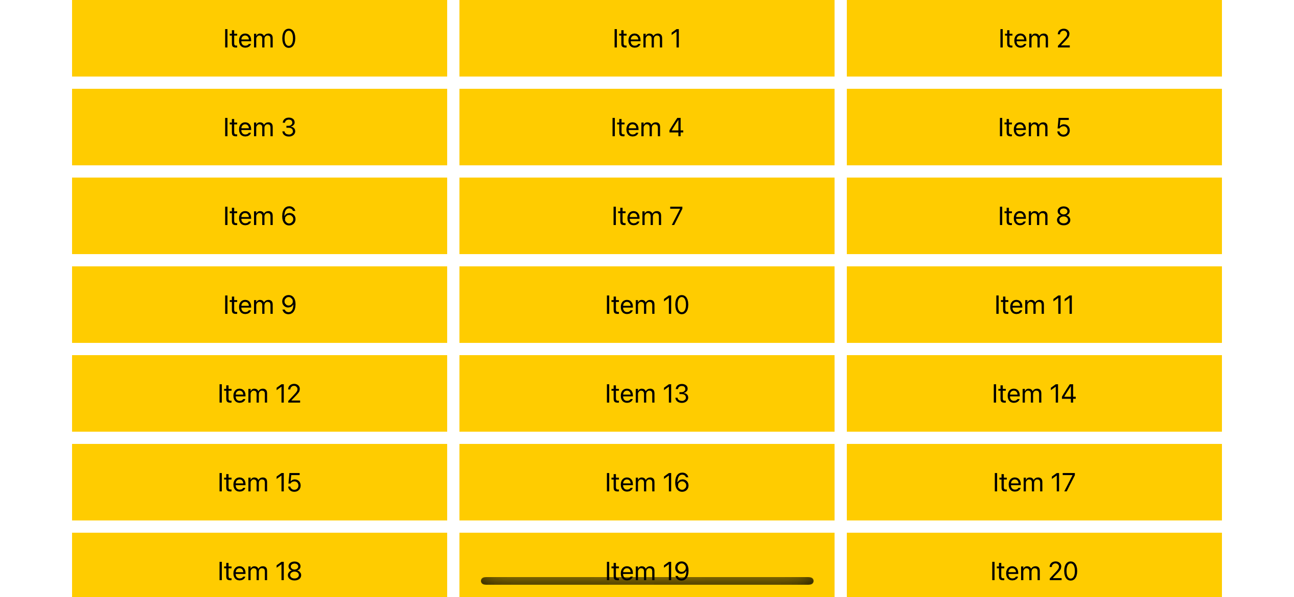 Three columns grid with the same width