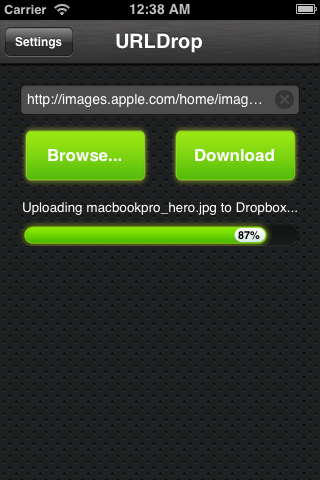 URLDrop Uploading to Dropbox