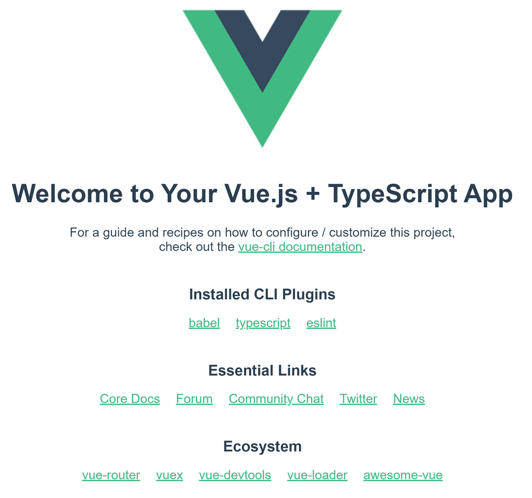 Default page of a Vue CLI project