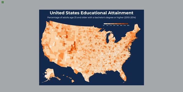 Screenshot of my project Choropleth using d3.js