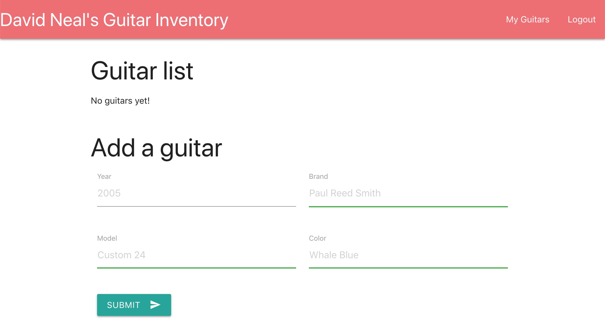 Guitar Inventory