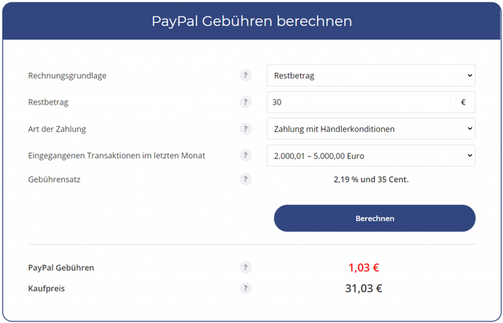 Paypal Gebühren berechnen mit Paypal Gebührenrechner - Finanzfluss