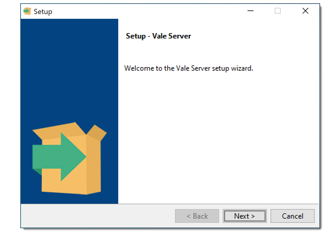 A screenshot of Vale Server's InstallBuilder installer.