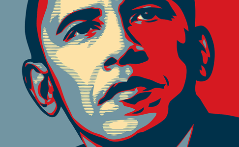 Close crop of the Obama 'Hope' poster by Shepherd Farley
