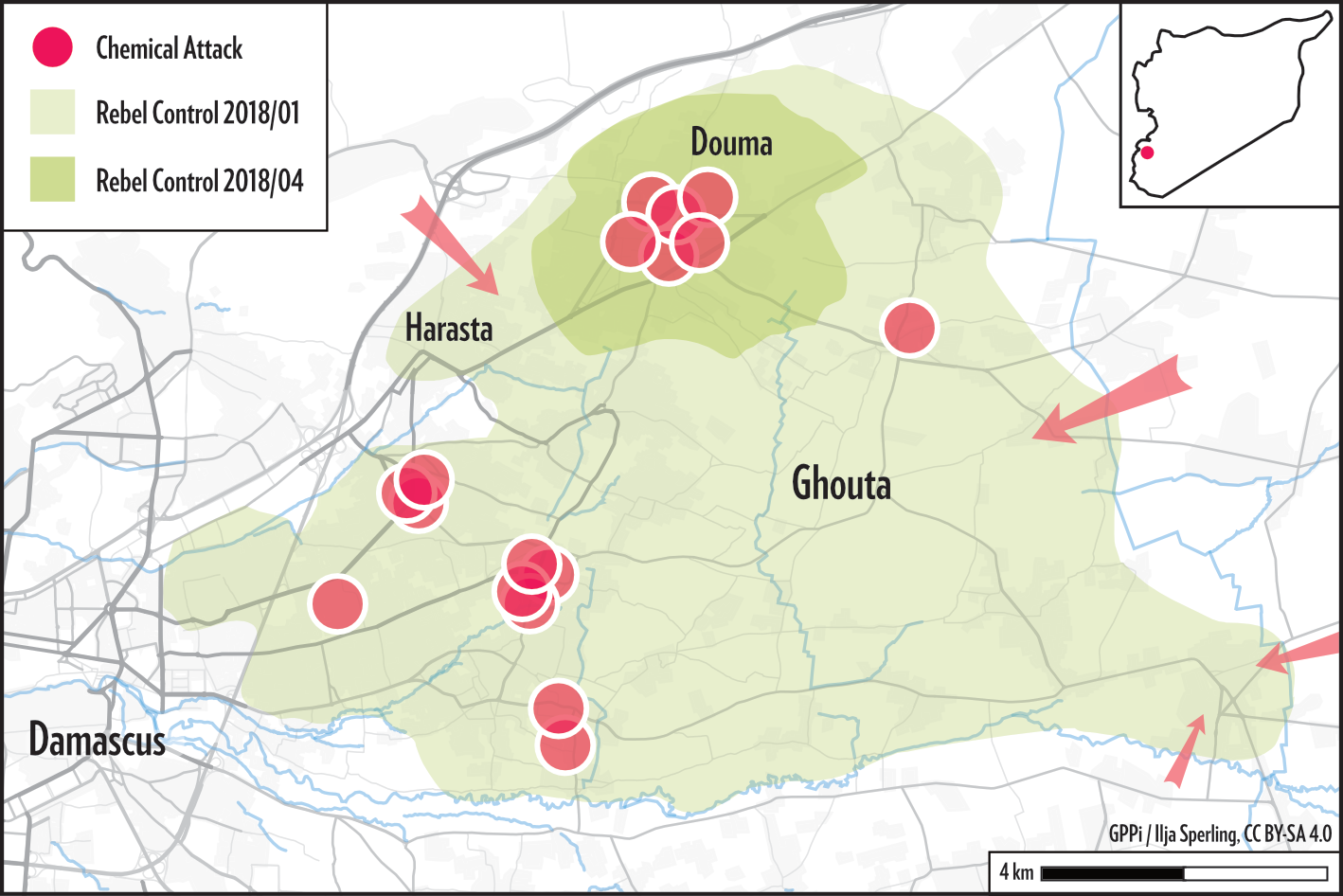 Map of the 2018 Douma Attack from our 2019 Report