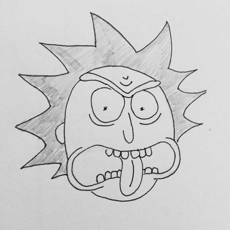 Sketch of Rick Sanchez from Rick and Morty