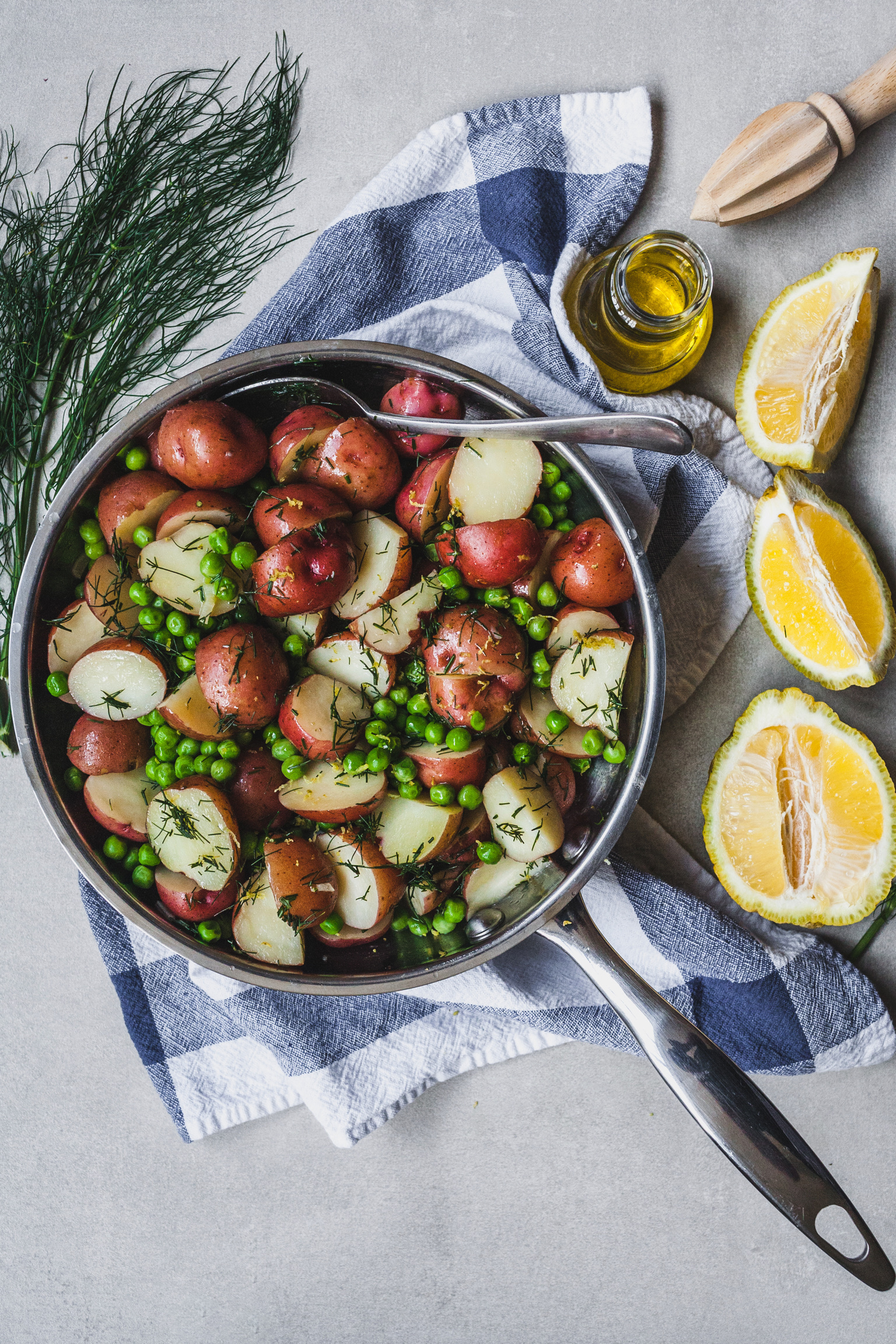 Buttery Dilled Red Potatoes and Peas