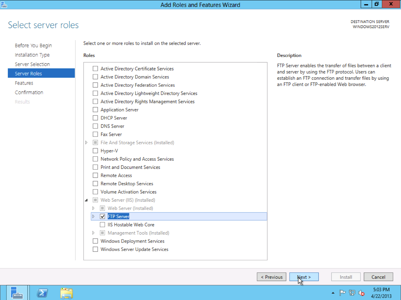 Install FTP On Windows Server 2012 R2 