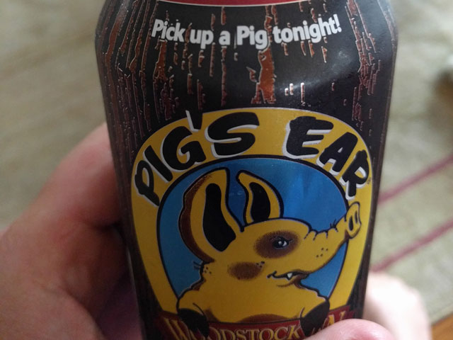 Beer Bar Coaster ~*~ WOODSTOCK INN Brewery Pig's Ear Brown Ale ~*~ NEW HAMPSHIRE 