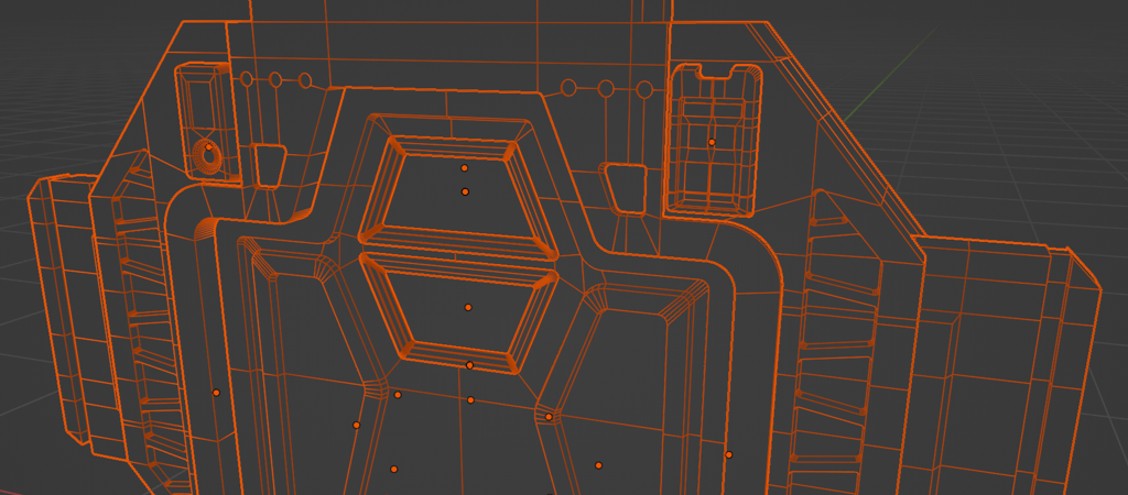 Image showing the topology of the bulkhead door mesh.