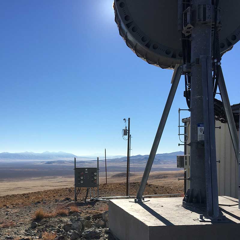 photo of communications equipment in high desert landscape
