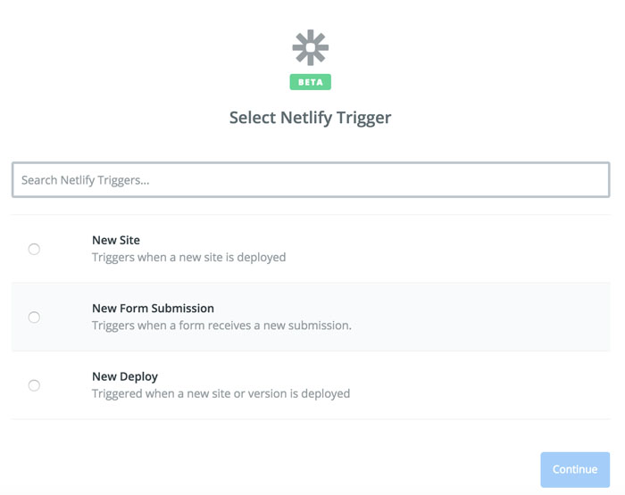 Setting the Netlify trigger