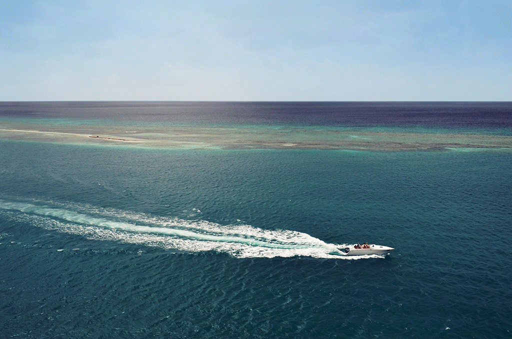 Motorboat sailing