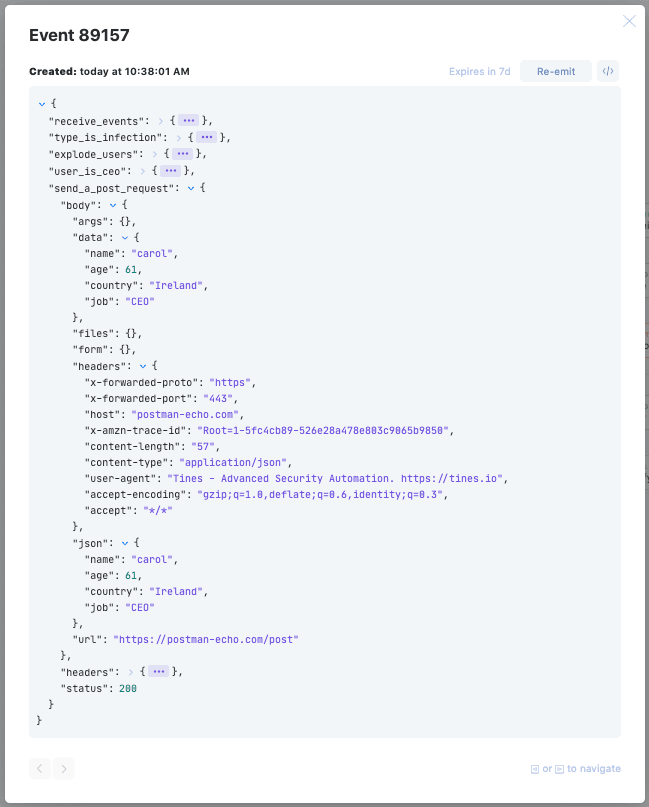 Send a post request action event