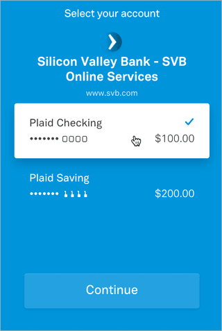 A screenshot of the modal dialog showing you the ability to select between a Checking or Savings account