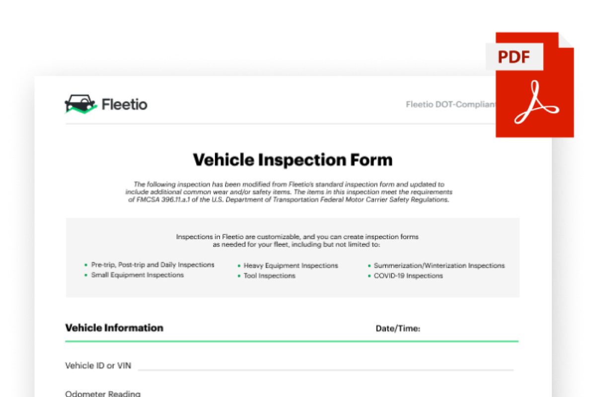 Vehicle inspection form