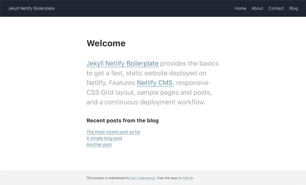 Screenshot of a page created with 