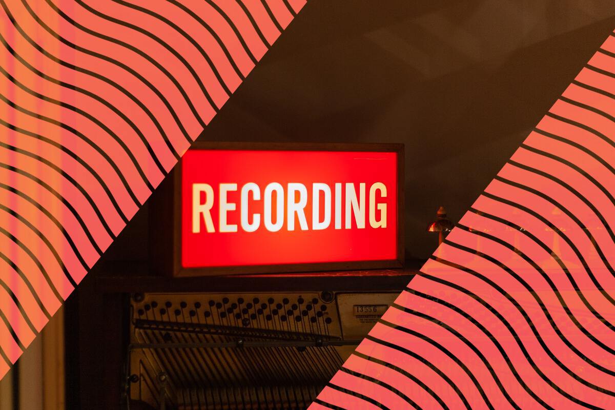 Red sign saying recording