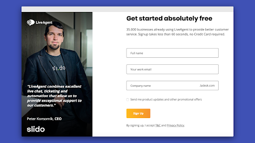 Example of authority in form - Liveagent form example