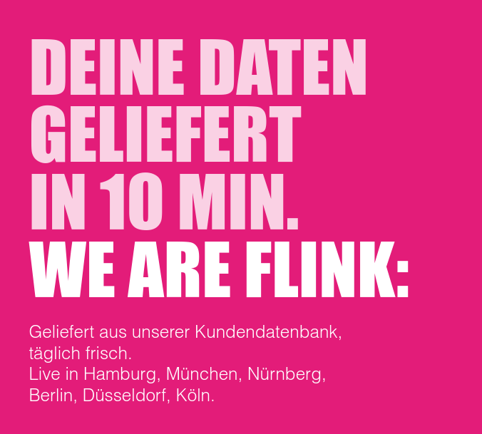 Deine Daten geliefert in 10 Minuten. We are Flink