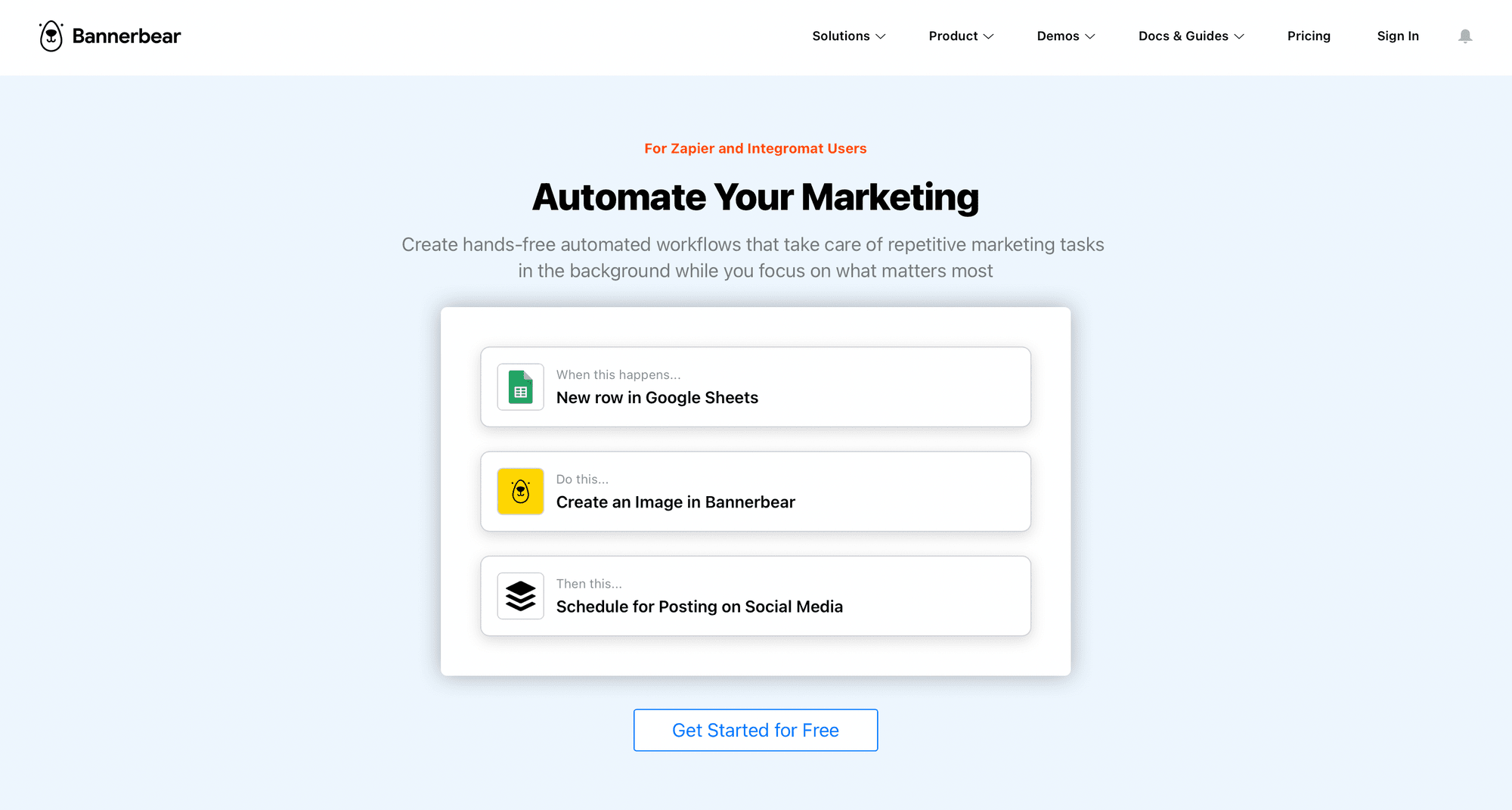 Bannerbear screenshot of Automate Marketing