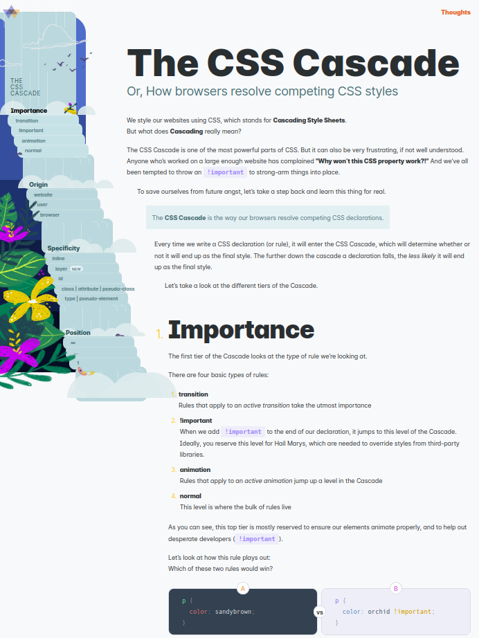 screenshot of The CSS Cascade visual essay