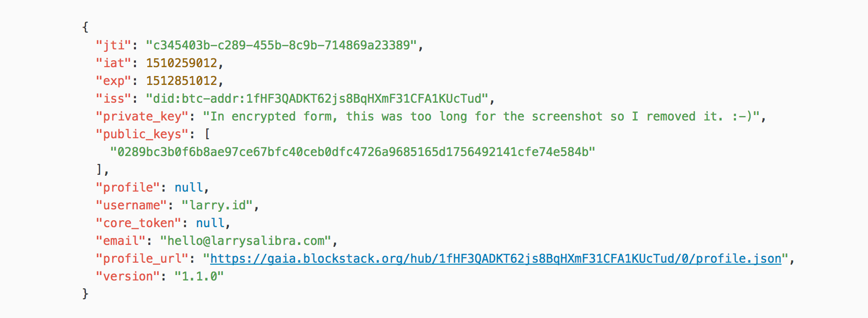 Authentication response payload