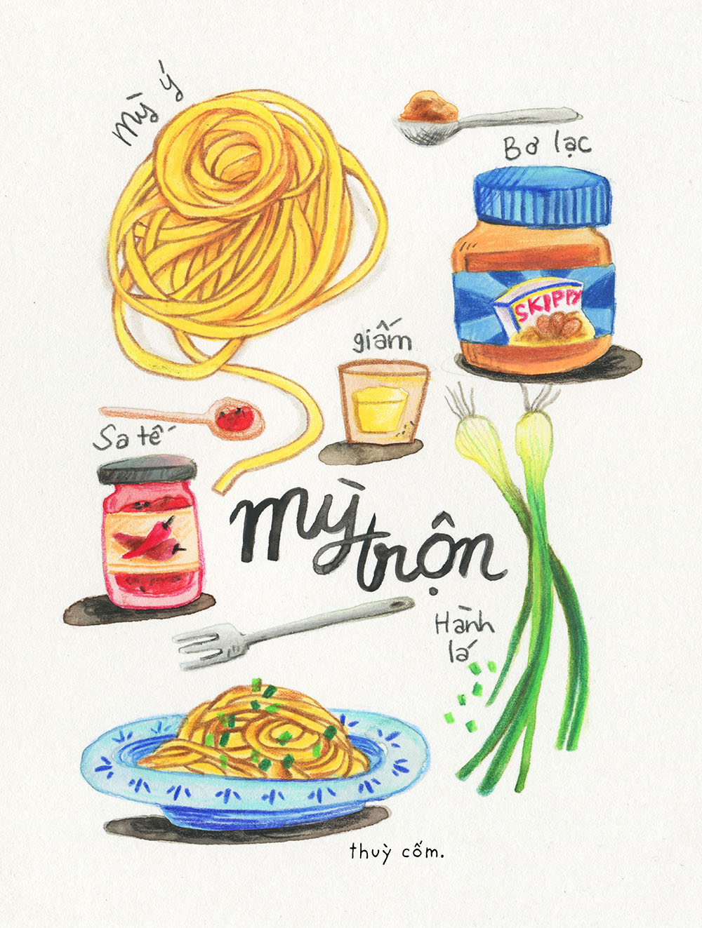 My comfort meals (2019) | gouache and colored pencils