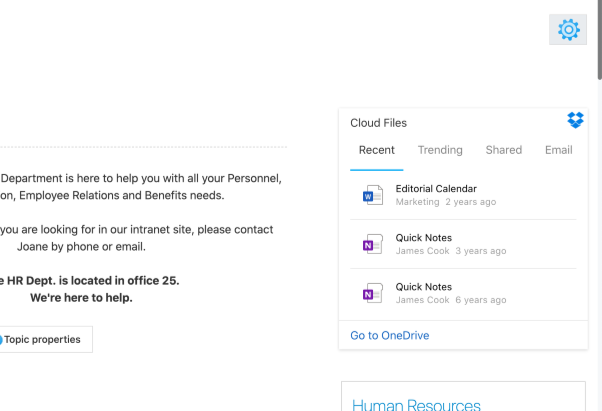 Assistant Card embedded in Intranet