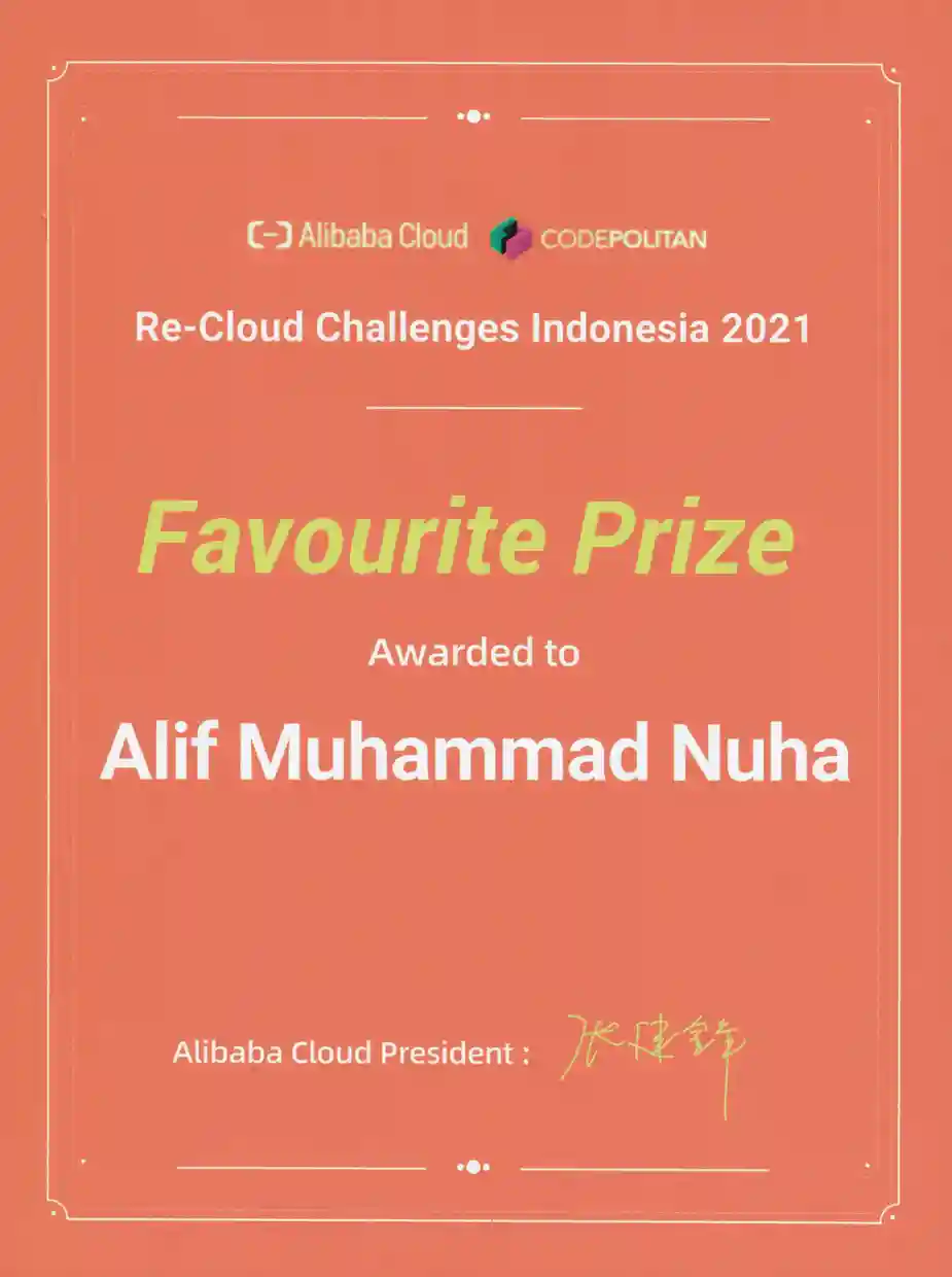 Favourite Prize of Re-cloud Challenges Indonesia 2021